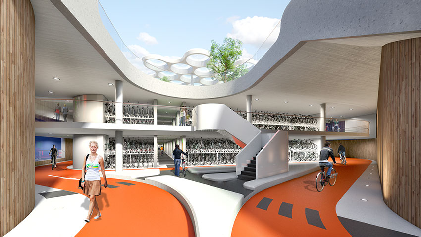 Fietsenstalling onder Utrechts stationsplein