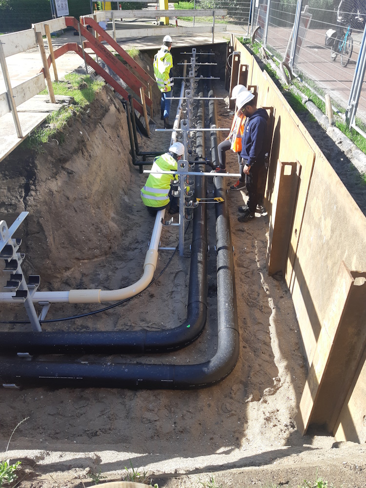 Verticaal kabels-en-leidingensysteem (VKLS) de grond in